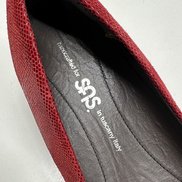 SAS Sofia Wedges Dress Pumps Shoes Snakeskin Leather Red New Size 8.5 Narrow - Picture 7 of 10